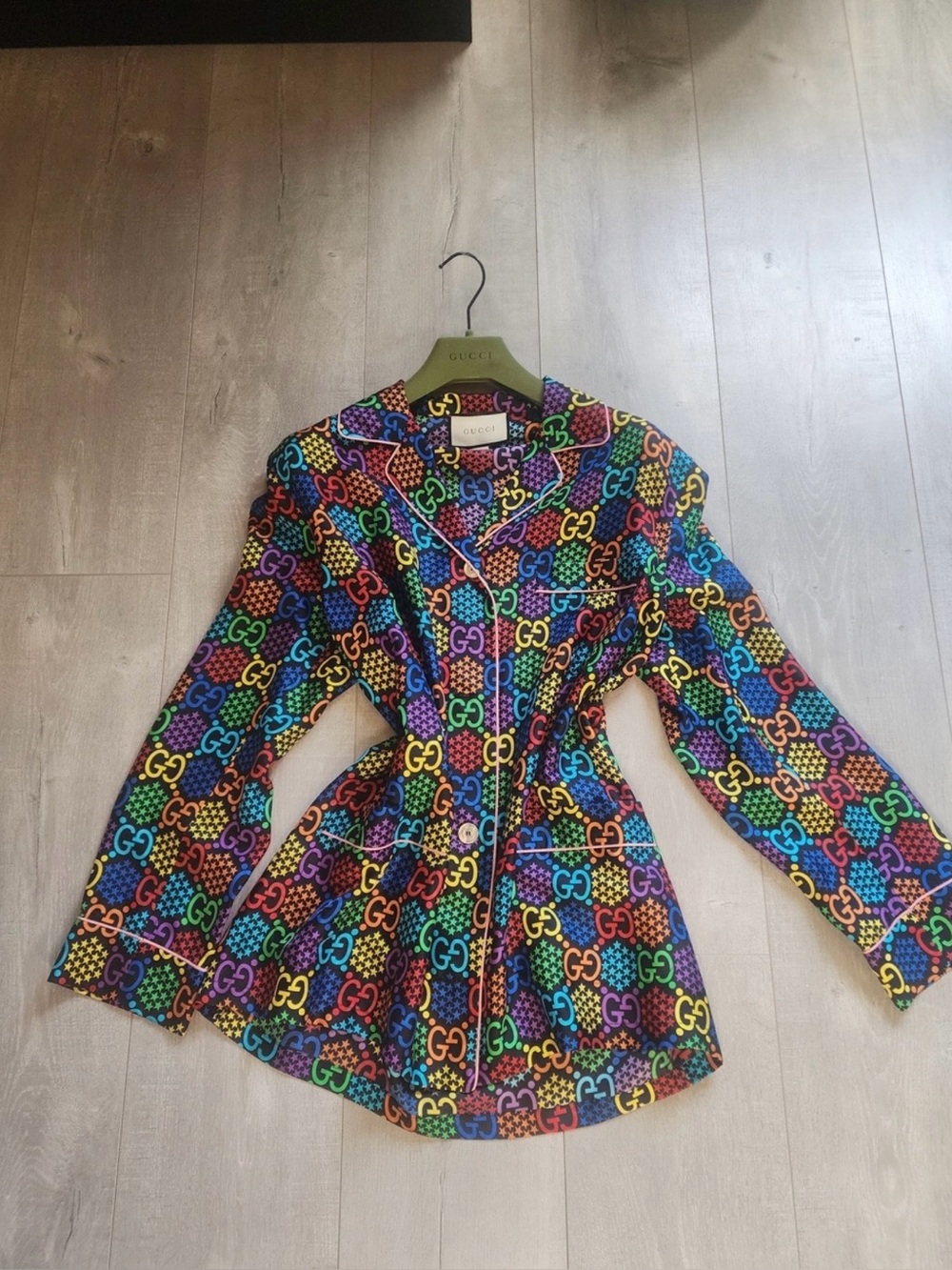Gucci Multicolor GG Logo Silk Blazer